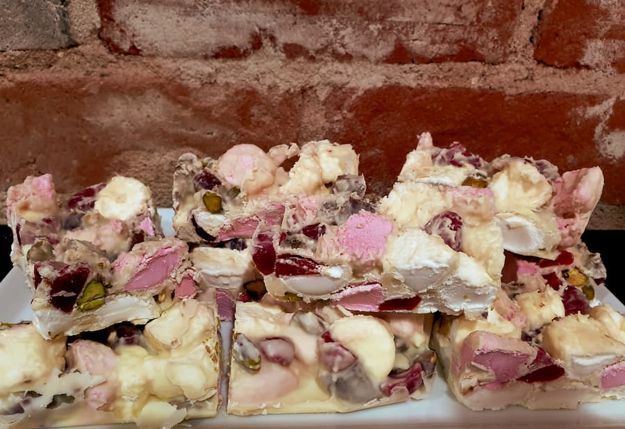 Slices of rocky road.